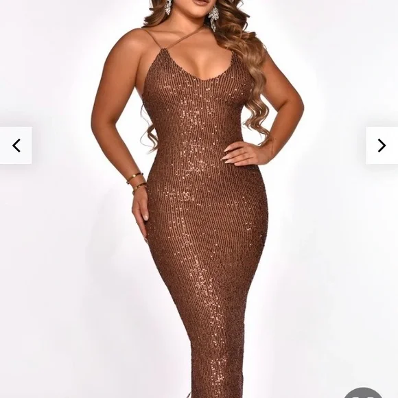knee length dresses for ladies Latte One Shoulder Glitter Bodycon Midi Dress main image 0